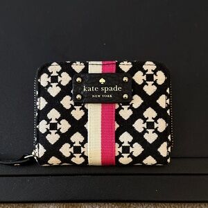 Kate Spade Black and Cream Wallet with Pink Accent